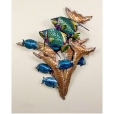 COASTAL ART DESIGNS Angelfish & Blue Tangs Fish Stainless Steel Wall Sculpture    272892657989
